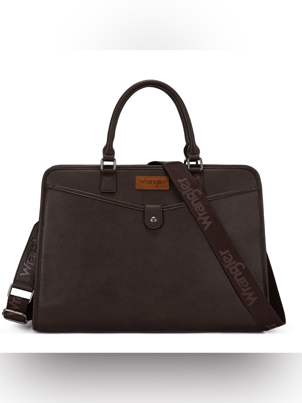 Wrangler Pebbled Faux Leather Laptop Brief Bag Coffee